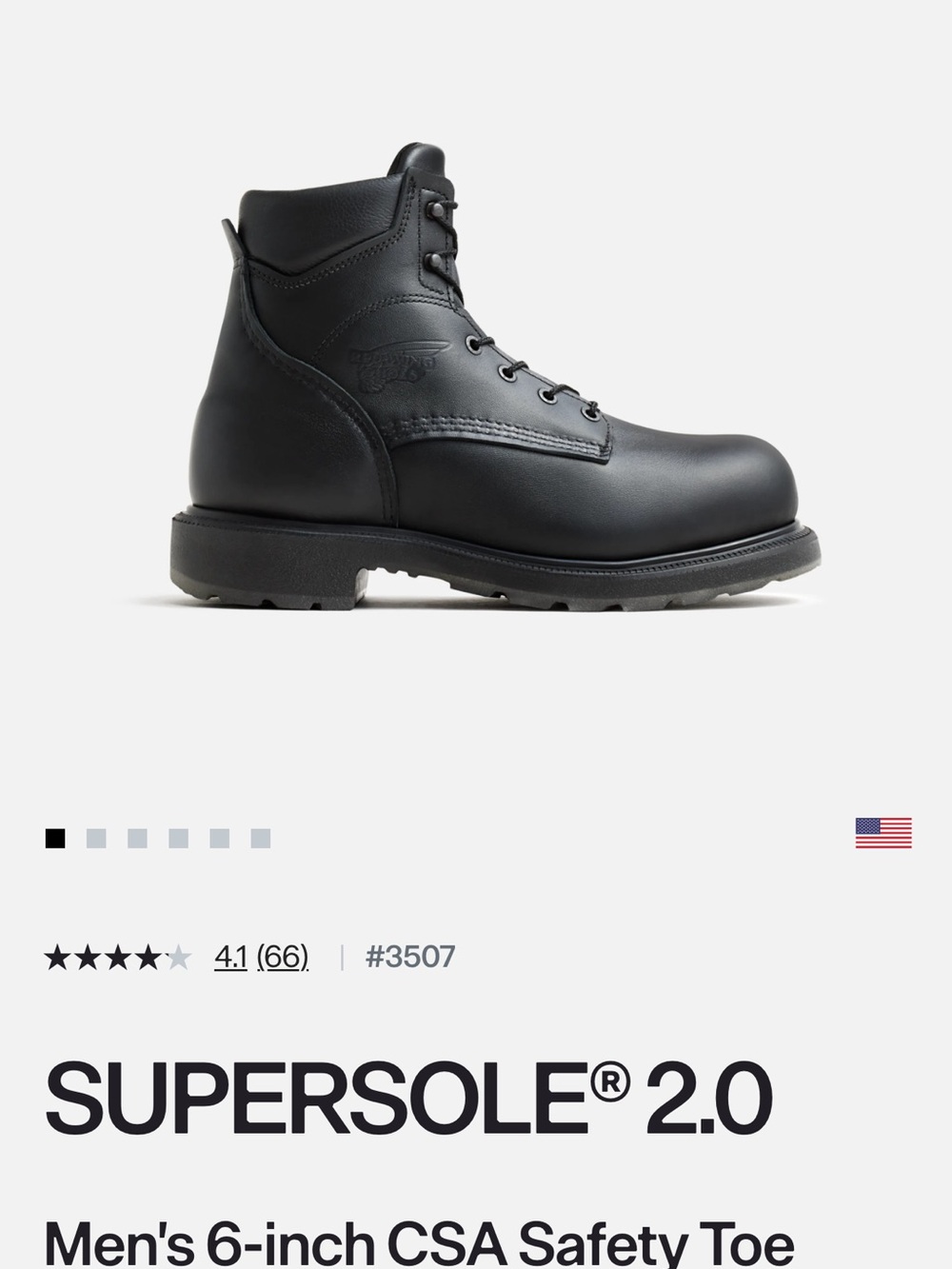 Men's 6-Inch CSA Safety Toe Black Leather Work Boot